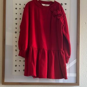 H&M Vibrant Red Kids Dress with Bow Detail